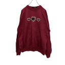 【中古】【古着】 スウェット レディース XXL〜 ワインレッド トレーナー 刺繍 ハート 花柄 バラ オーバーサイズ 古着卸 アメリカ仕入 t2201-448...