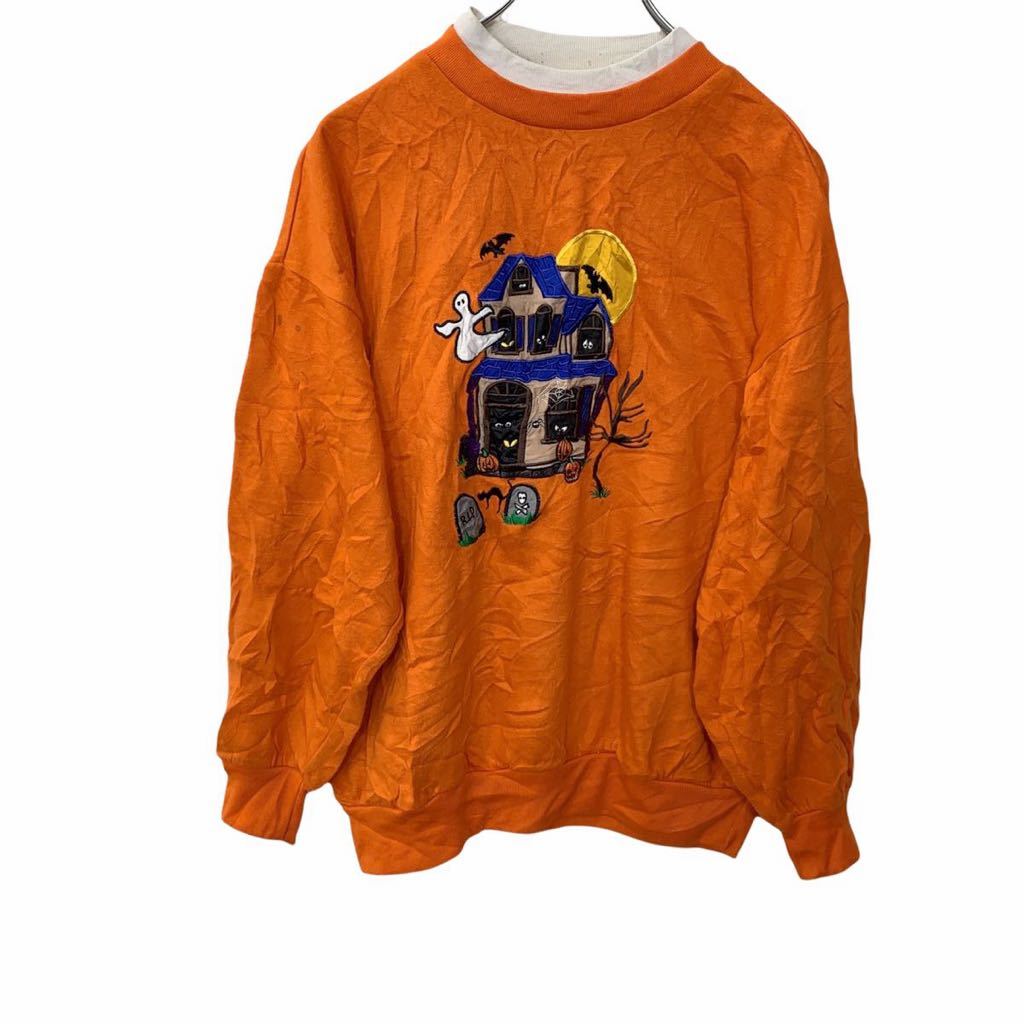 【中古】【古着】 EDITIONS 刺繍スウェット Mサイズ オレンジ 古着卸 アメリカ仕入 t2201-4508