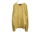【中古】【古着】 TOMMY HILFIGER ニットセーター L イエロー トミーヒルフィガー ロゴ ワンポイント 古着卸 アメリカ仕入 t2201-4571