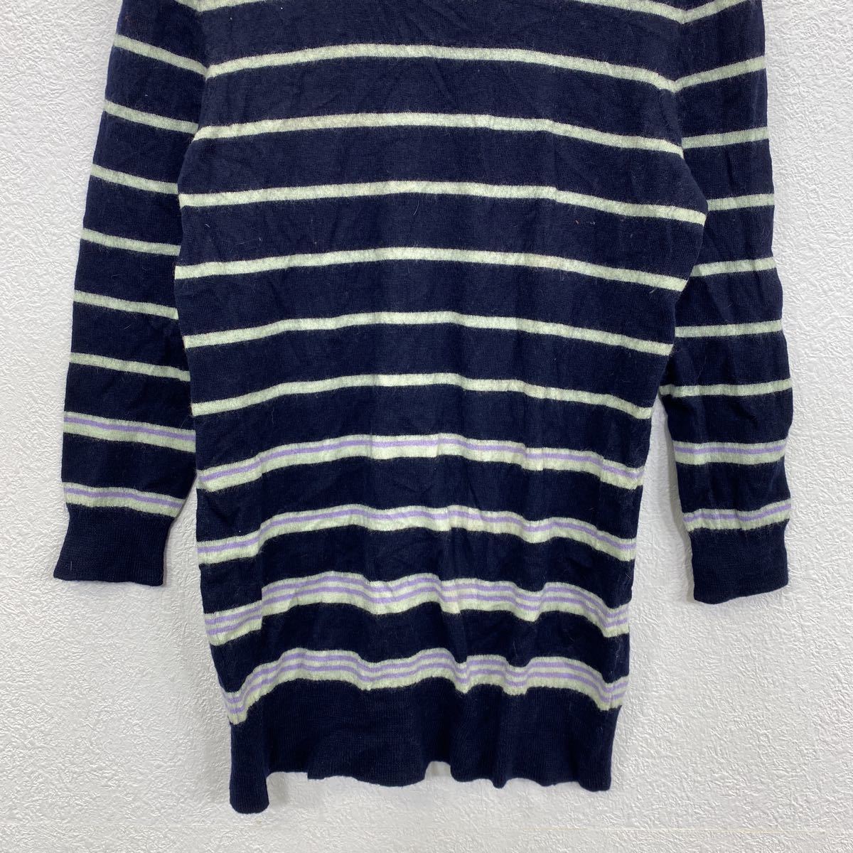 【中古】【古着】 J.CREW ボーダーニット レディース XS ネイビー J.クルー ボーダー柄 カットソー スモールサイズ 古着卸 アメリカ仕入 t2201-4592