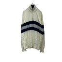 【中古】【古着】 TOMMY HILFIGER ハーフジップセーター L ホワイト ネイビー トミーヒルフィガー ロゴ ワンポイント古着卸 アメリカ仕入 t22...