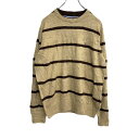 【中古】【古着】 TOMMY HILFIGER ニットセーター Sサイズ トミーヒルフィガー コットンニット ボーダー ブラウン 古着卸 アメリカ仕入 t220...