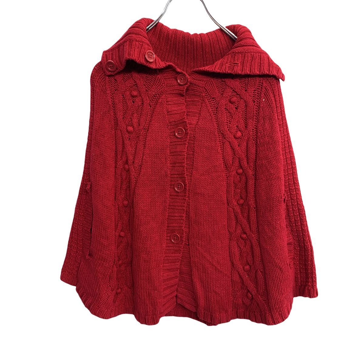 【中古】【古着】 GYMAOREE ニットカーディガン キッズ Lサイズ ポンチョ レッド 古着卸 アメリカ仕入 t2202-3028