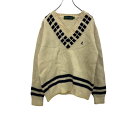 【中古】【古着】 Bean Pole ニットセーター レディース M〜 クリーム色 ビーンポール ロゴ Vネック 古着卸 アメリカ仕入 t2202-3089