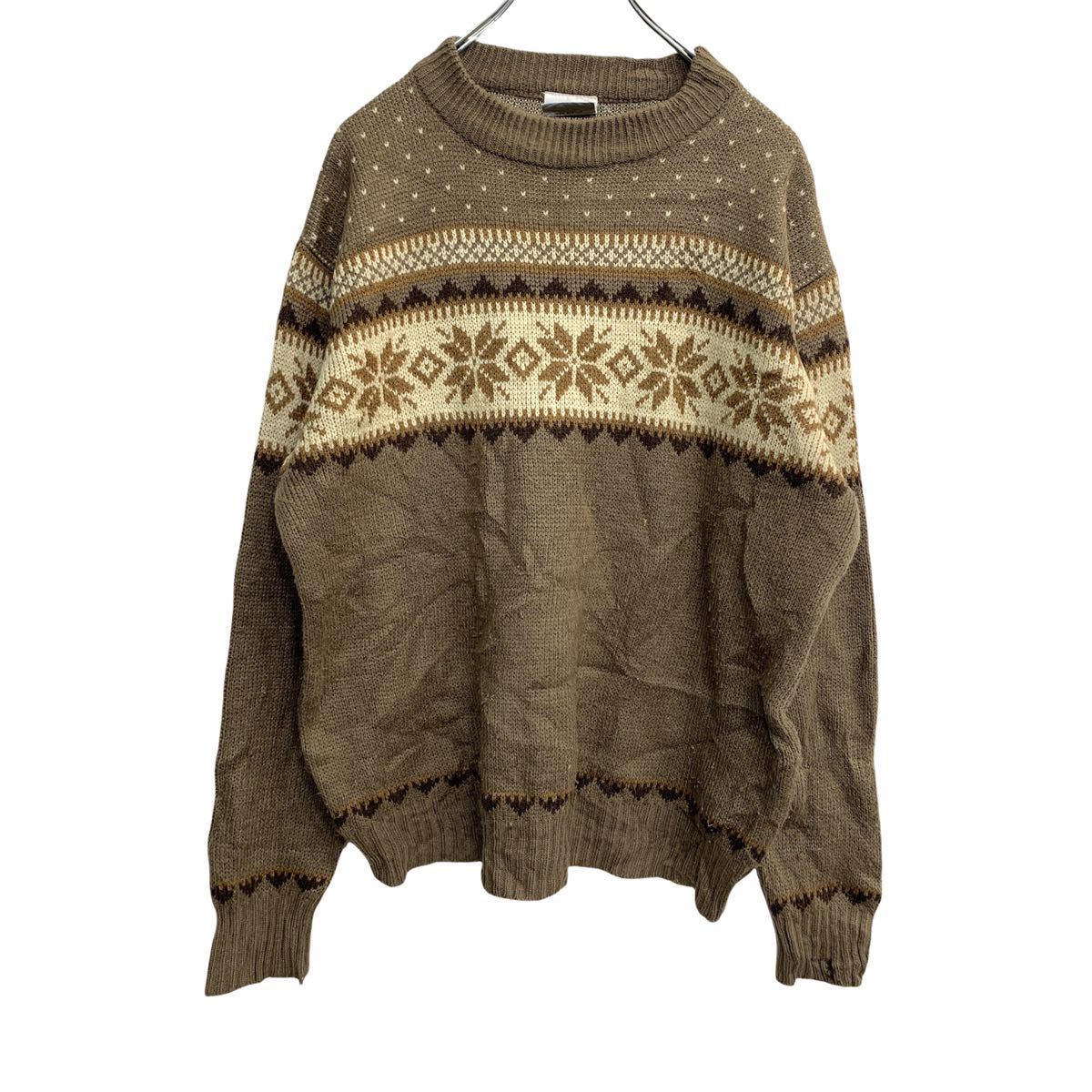 【中古】【古着】 Total ニットセーター Mサイズ ブラウン 柄 古着卸 アメリカ仕入 t2202-3112