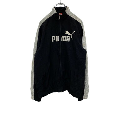 PUMA トラックジャケット レディース XXL ブラック ホワイト プーマ スポーツ プリント フルジップ 古着卸 アメリカ仕入 t2202-3158