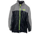 PUMA ジップアップナイロンジャケット キッズ150サイズ チェック ブラック 古着卸 アメリカ仕入 t2202-3245