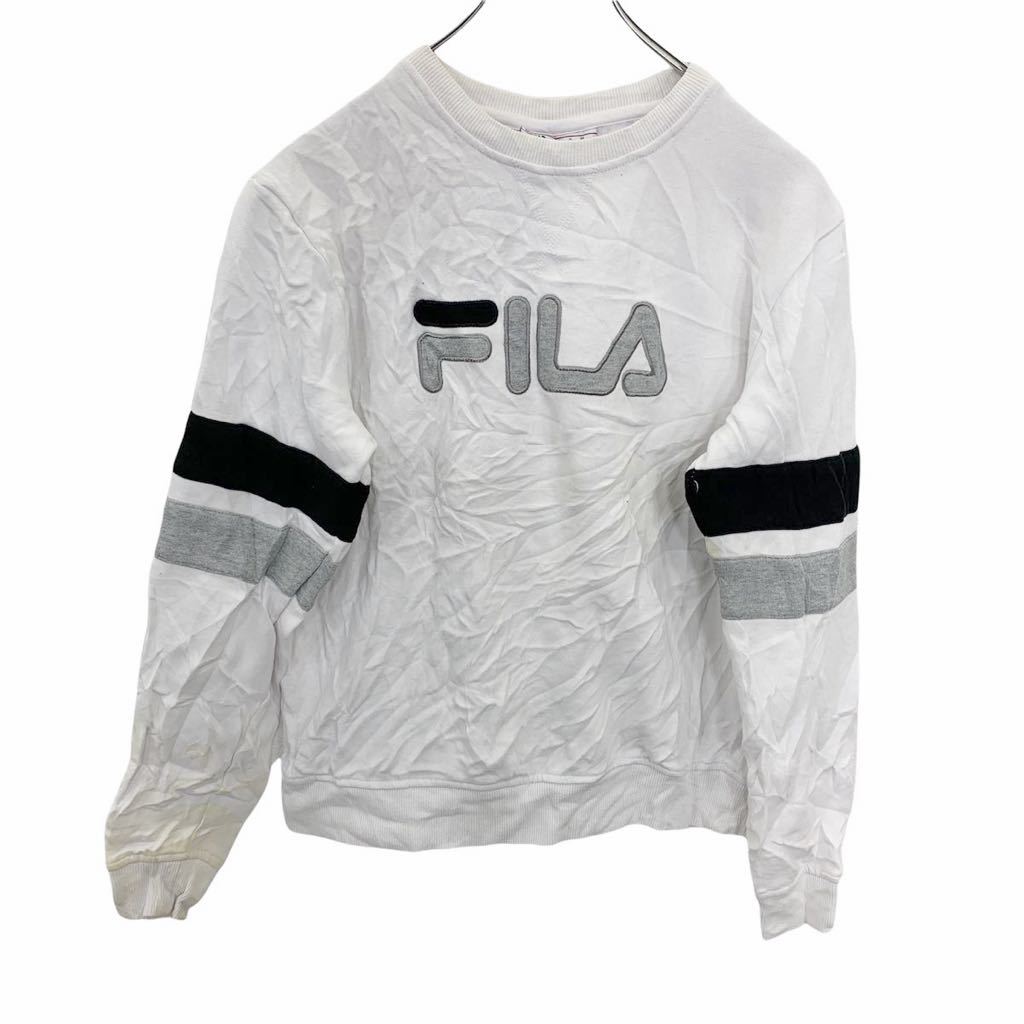 【中古】【古着】 FILA ロゴスウェット Sサイズ程度 フィラ ホワイト 古着卸 アメリカ仕入 t2202-3263