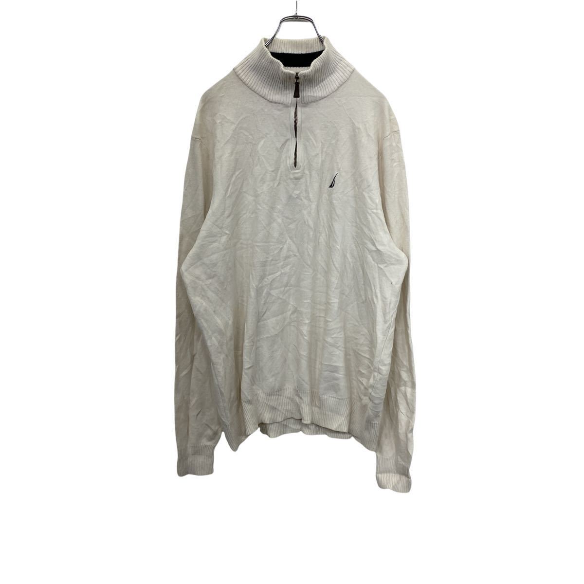 【中古】【古着】 NAUTICA ハーフジップ セーター L ホワイト ノーティカ ニットセーター ロゴ ワンポイント 古着卸 アメリカ仕入 t2202-332...