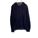 【中古】【古着】 TOMMY HILFIGER ニットセーター レディース M ネイビー トミーヒルフィガー ロゴ ワンポイント 丸首 古着卸 アメリカ仕入 t2202-3474