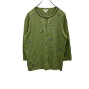 【中古】【古着】 Christopher&Banks ニットカーディガン レディース L グリーン クリストファーパンクス 刺繍 古着卸 アメリカ仕入 t220...
