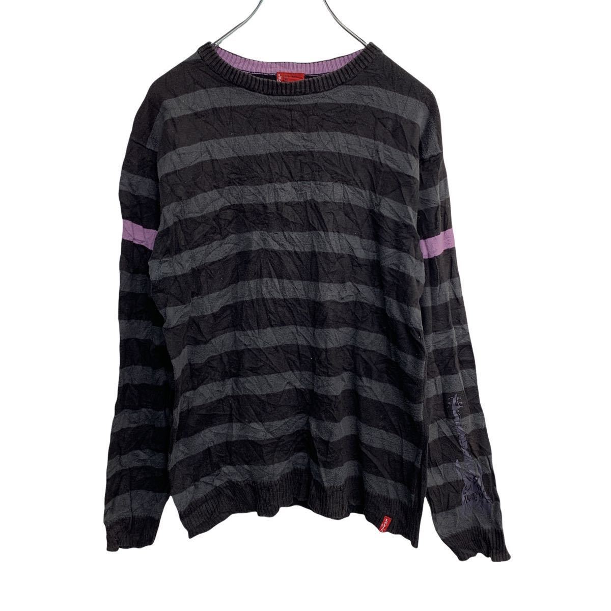 Levi's コットンニットセーター キッズ XLサイズくらい リーバイス グレー ボーダー 古着卸 アメリカ仕入 t2202-3776