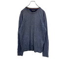 【中古】【古着】 TOMMY HILFIGER ニットセーター M ブルー トミーヒルフィガー 丸首セーター ワンポイントロゴ 古着卸 アメリカ仕入 t2202...