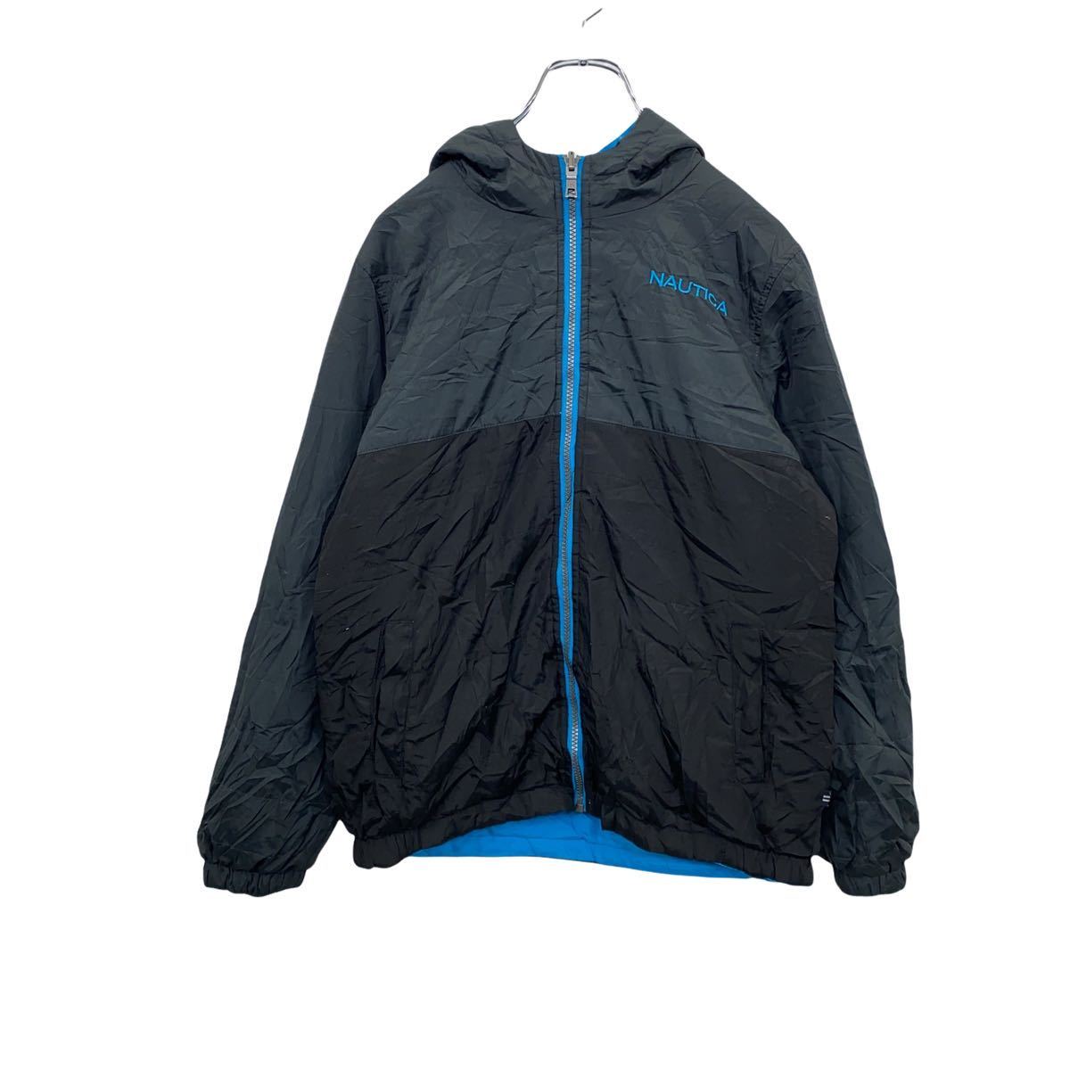 【中古】【古着】 NAUTICA 中綿ジャケット キッズ M ブルー グレー ノーティカ ナイロンジャケット フーディ リバーシブル 古着卸 アメリカ仕入 t2...