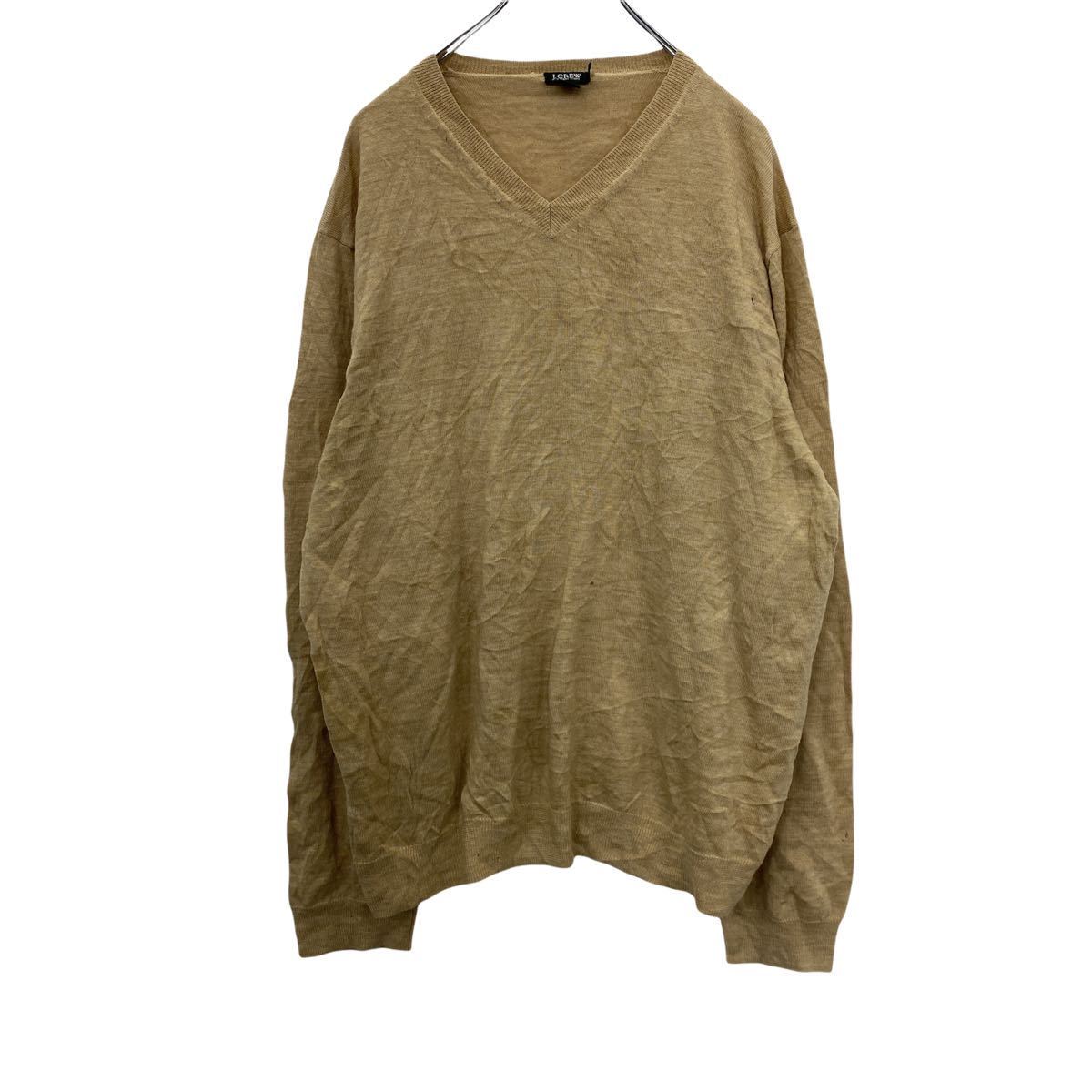 【中古】【古着】 J.CREW Vネックニット XL ベージュ J.クルー 無地 シンプル ニットセーター 薄手 古着卸 アメリカ仕入 t2202-4171