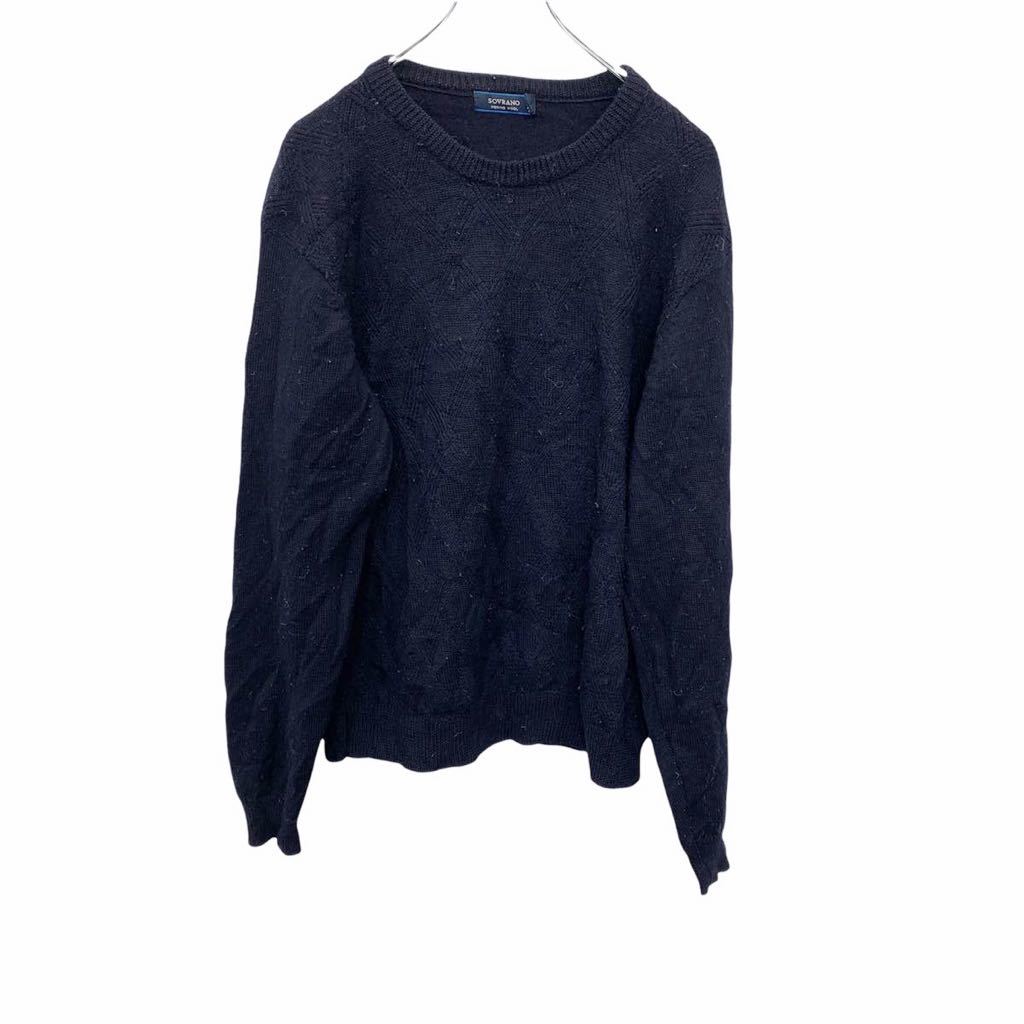 【中古】【古着】 SOVRANO ニットセーター Mサイズ ネイビー 古着卸 アメリカ仕入 t2202-4184
