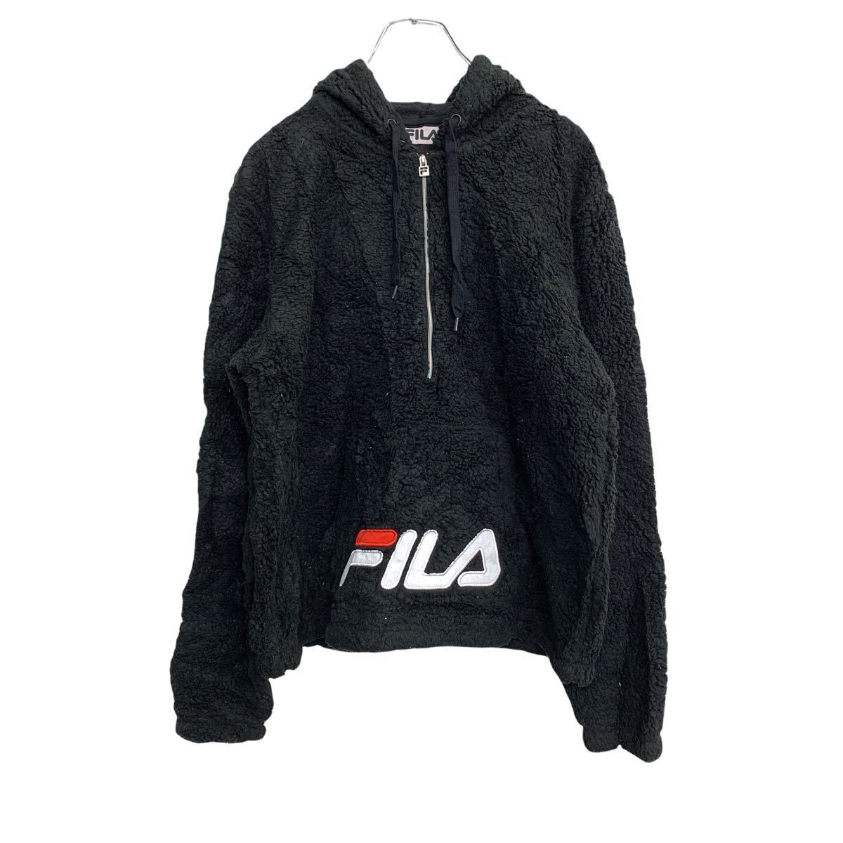 FILA ハーフジップボアパーカー Mサイズ フィラ レデース ブラック 古着卸 アメリカ仕入 t2202-4195