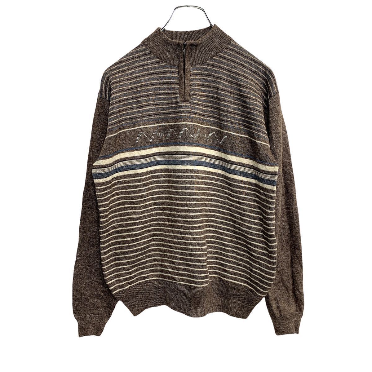 【中古】【古着】 ハーフジップ ニットセーター レディースMサイズくらい ブラウン 古着卸 アメリカ仕..