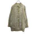 Affections ニットカーディガン レディース M〜L クリーム色 アフェクション 刺繍 肩パッド 古着卸 アメリカ仕入 t2202-4390