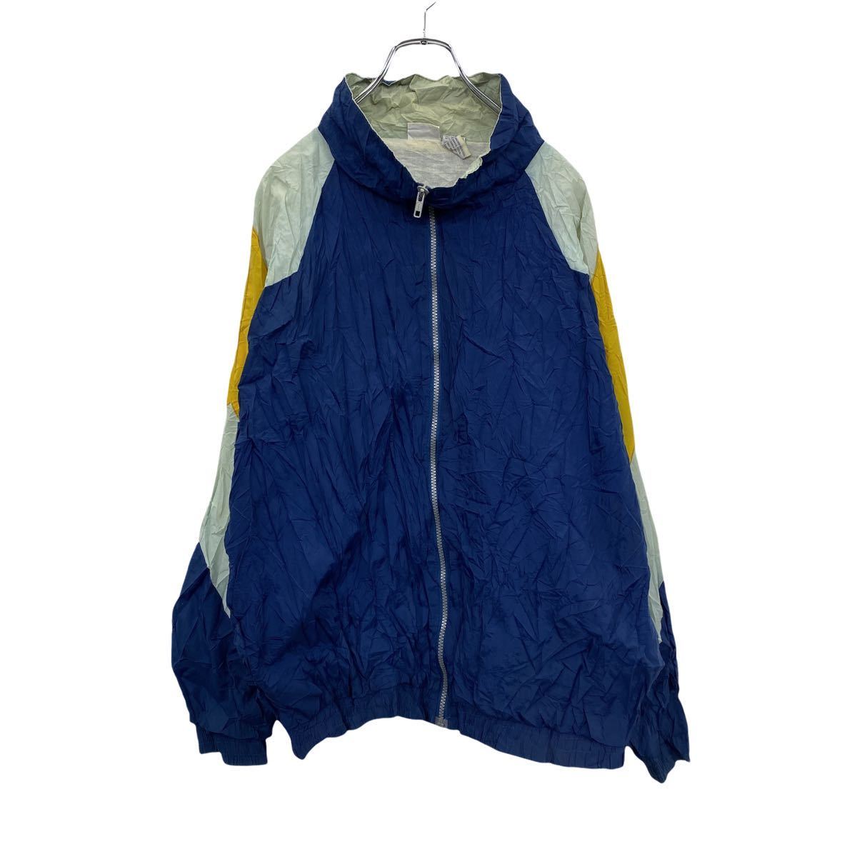 【中古】【古着】 PRO SPIRIT ナイロンジャケット L ネイビー イエロー ジップアップ ブルゾンジャケット スポーツウェア 古着卸 アメリカ仕入 t2...