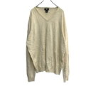 【中古】【古着】 Calvin Klein Vネック ニットセーター XLサイズ カルバンクライン クリームホワイト 古着卸 アメリカ仕入 t2202-4476