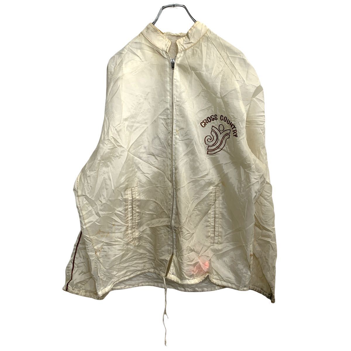 【中古】【古着】 ジップアップ ナイロンジャケット Lサイズ ホワイト 古着卸 アメリカ仕入 t2202-4479