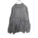 【中古】【古着】 ニットセーター レディース L〜 グレー ケーブル編み ケーブルニット タートルネック ハイネック 古着卸 アメリカ仕入 t2202-4560