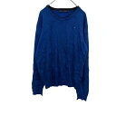 【中古】【古着】 TOMMY HILFIGER ニットセーター レディース XL ブルー トミーヒルフィガー Vネック ワンポイントロゴ 古着卸 アメリカ仕入 ...