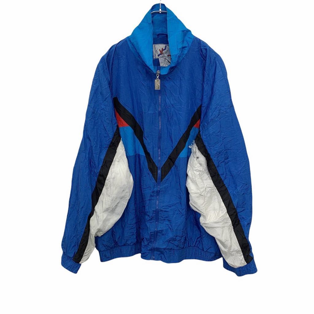 【中古】【古着】 Vizoy ジップアップナイロンジャケット XLサイズ ビッグサイズ ブルー ブラック レッド ホワイト 古着卸 アメリカ仕入 t2202-4...