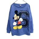 【中古】【古着】 Disney スウェットトレーナー Lサイズ ディズニー レディース ミッキー 丸首 ブルー 古着卸 アメリカ仕入 t2203-3069
