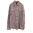 【中古】【古着】 SOUTHPOLE 長袖 ストライプシャツ XLサイズ ボルドー系 古着卸 アメリカ仕入 t2203-3126