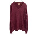 【中古】【古着】 TOMMY HILFIGER Vネック コットンニット Mサイズ トミーヒルフィガー ワインレッド 古着卸 アメリカ仕入 t2203-3244