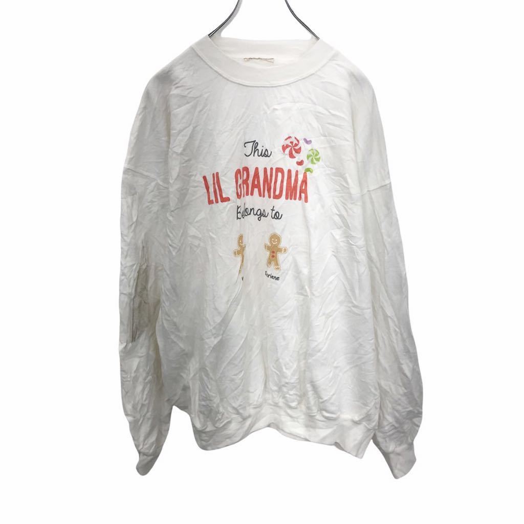 【中古】【古着】 プリントトレーナー FREEサイズ ビッグサイズ スウェット ホワイト 古着卸 アメリカ仕入 t2203-3467