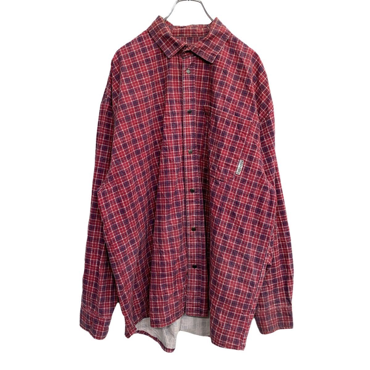 【中古】【古着】 Salty Dog 長袖 チェックシャツ Lサイズ スナップボタン レッド 古着卸 アメリカ仕入 t2203-3600