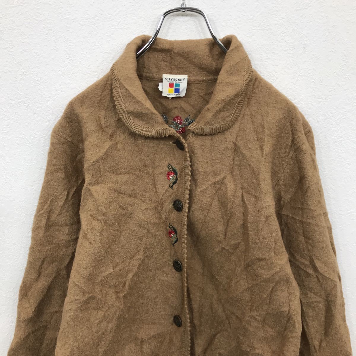 【中古】【古着】 CITY SCAPE ウールジャケット M~Lサイズ位 サイズ表記M レディース ブラウン 刺繍 古着卸 アメリカ仕入 t2203-3661