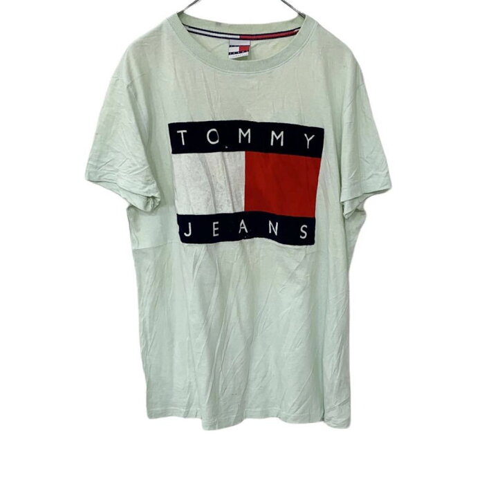 TOMMY JEANS 半袖ロゴTシャツ Lサイズ トミージーンズ ライトグリーン 古着卸 アメリカ仕入 t2204-3042