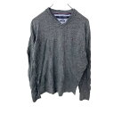 【中古】【古着】 TOMMY HILFIGER コットンニット Mサイズ トミーヒルフィガー Vネック ダークグレー 古着卸 アメリカ仕入 t2204-3312
