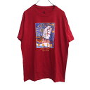 【中古】【古着】 Hanes プリントTシャツ Lサイズ ヘインズ レッド 古着卸 アメリカ仕入 t2206-3734