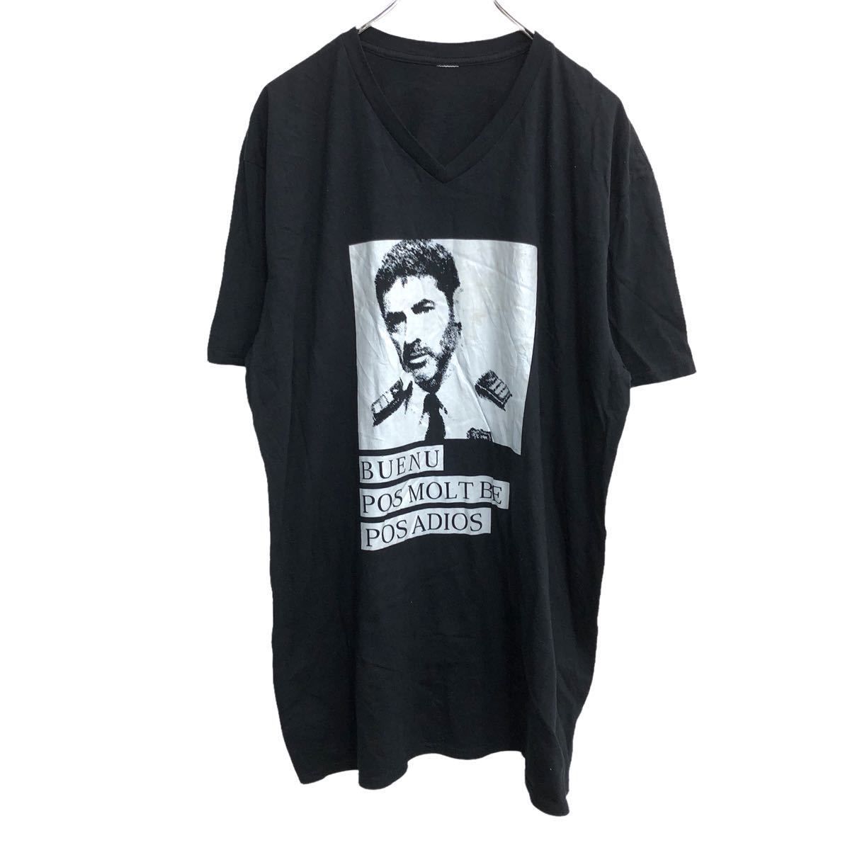 【中古】【古着】 半袖 プリントTシャツ Lサイズくらい Vネック ブラック 古着卸 アメリカ仕入 t2206-3742