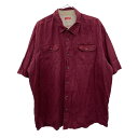 【中古】【古着】 Wrangler 半袖シャツ 2XLサイズ程度 ラングラー ビッグサイズ フラップポケット バーガンディ 古着卸 アメリカ仕入 t2206-3777