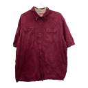 【中古】【古着】 Wrangler 半袖シャツ XLサイズ ラングラー ビッグサイズ フラップポケット バーガンディ 古着卸 アメリカ仕入 t2206-3786