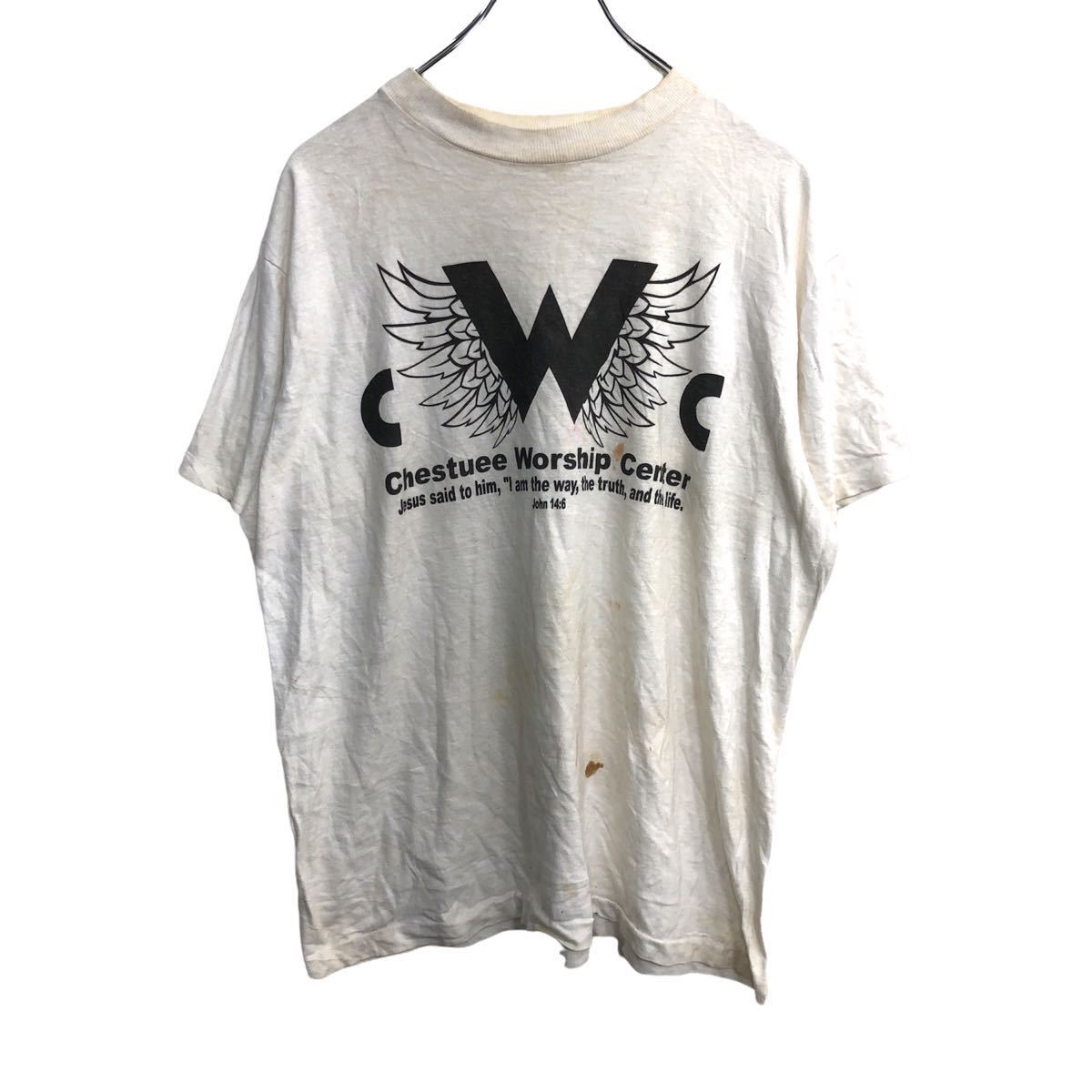 【中古】【古着】 HORIZON 半袖 プリントTシャツ Lサイズ ホワイト 古着卸 アメリカ仕入 t2206-3922