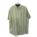 【中古】【古着】 CHAPS 半袖シャツ Lサイズ チャップス ボタンダウン BDシャツ ストライプ グリーン 古着卸 アメリカ仕入 t2206-3992