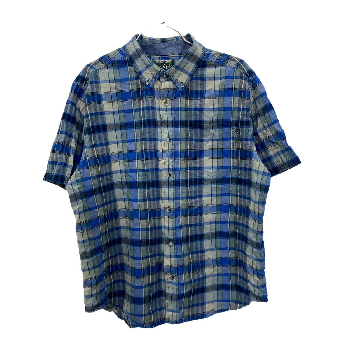 WOOLRICH 半袖シャツ XLサイズ ウールリッチ ボタンダウン BDシャツ チェック柄 ブルー 古着卸 アメリカ仕入 t2207-3054