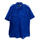 【中古】【古着】 HORACE SMALL ワークシャツ Lサイズ 半袖シャツ フラップポケット ブルー 古着卸 アメリカ仕入 t2207-3332