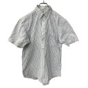 【中古】【古着】 半袖ストライプシャツ Mサイズ ライトブルー ホワイト 古着卸 アメリカ仕入 t2207-3415