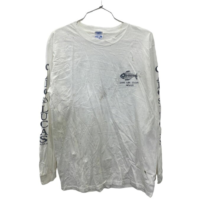 YAZBEK ロングTシャツ Mサイズ CABO SAN LUCAS メキシコ 袖プリ ホワイト 古着卸 アメリカ仕入 t2207-3724