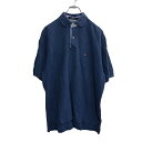 【中古】【古着】 TOMMY HILFIGER 半袖 ポロシャツ Mサイズ トミーヒルフィガー ネイビー メキシコ製 古着卸 アメリカ仕入 t2207-3787