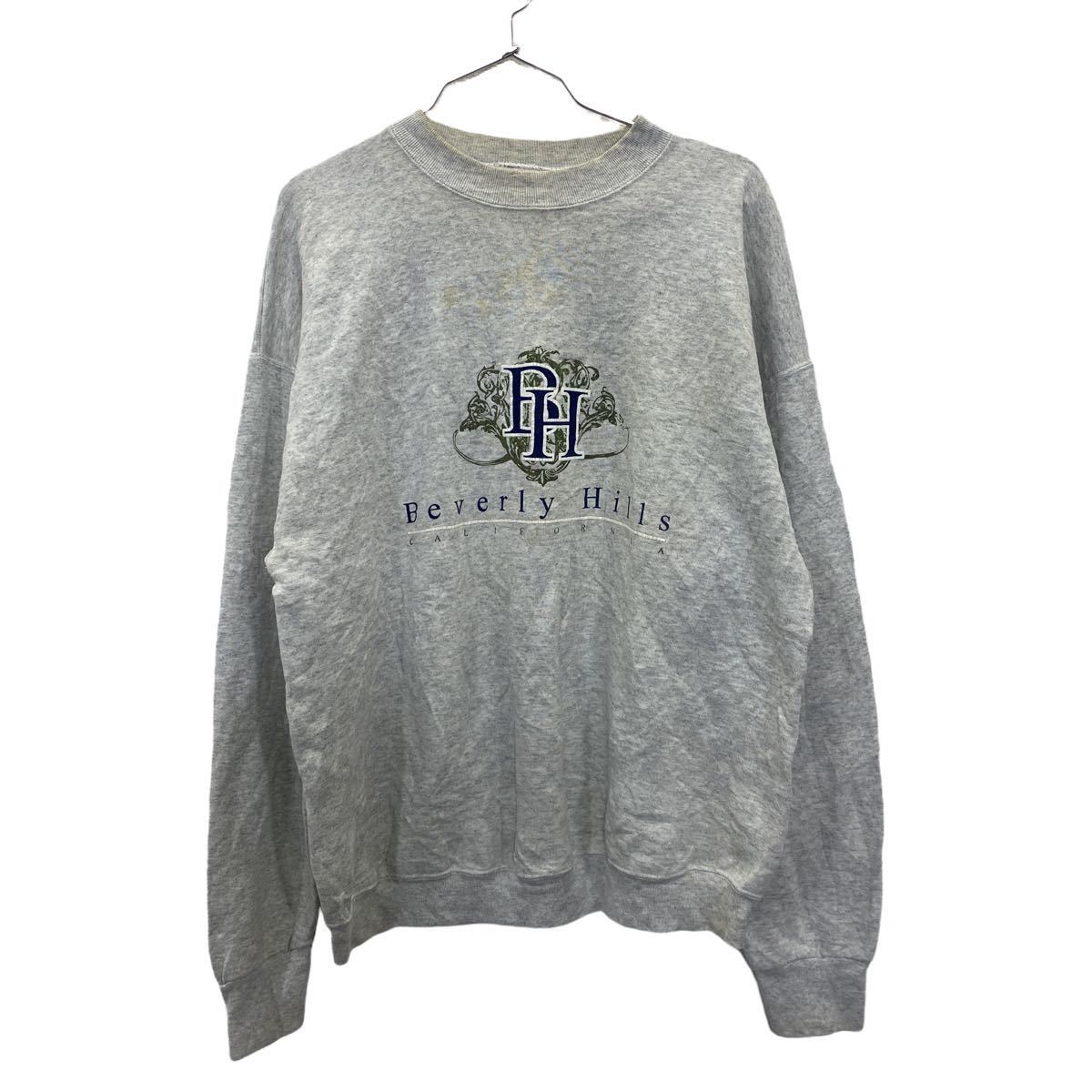 【中古】【古着】 Beverly Hills クルーネックスウェット XLサイズ程度 ビバリーヒルズ プリントスウェット グレー 古着卸 アメリカ仕入 t2208-3090