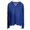 【中古】【古着】 TOMMY HILFIGER ニット Sサイズ トミーヒルフィガー Vネック ブルー 古着卸 アメリカ仕入 t2208-3609